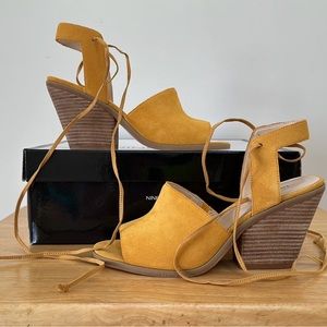 Nine West Yellow Suede Open Toe Shoe